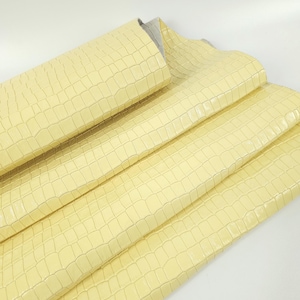 Double Cream Patent Crocodile Alligator Leather Embossed Texture Amazing Relief LFC CROCK1