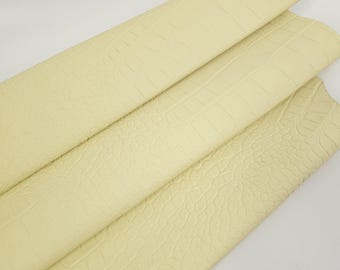 Lemon Icing Crocodile Alligator Calf Leather Embossed Amazing Relief Leatherforcraft Crock R