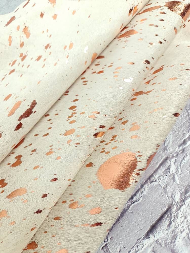 Acid Washed White Rose Gold Cowhide Leather Etsy