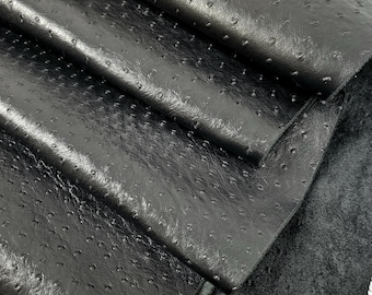 Black Ostrich 2024 Embossed Texture Leather
