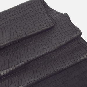 Black Crust Crocodile Alligator Leather Embossed Texture Amazing Relief LFC CROCK1