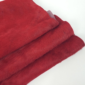 Red Cavallino Calfskin Hair on Hide Leather