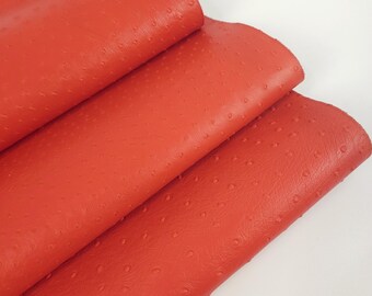 Orangeade Ostrich 2024 Embossed Texture Bovine Leather