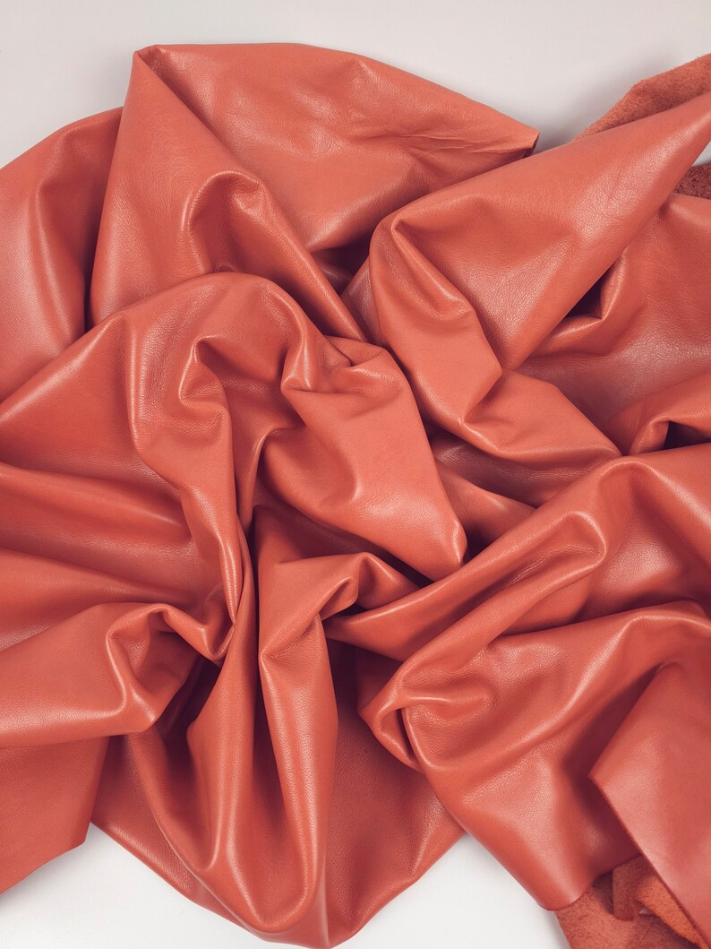 Salmon Premium Soft Semi Shine Aniline Leather image 2