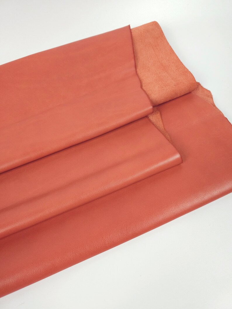 Salmon Premium Soft Semi Shine Aniline Leather image 3