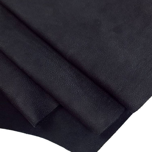 Jet Black Jaipur Embossed Milled Very Soft Nubuck Leather