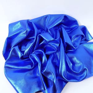 Eletric Blue 9075 Laminado Metallic Luxurious Calf Soft Leather