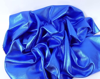 Eletric Blau 9075 Laminado Metallic Luxuriöses Kalbsleder
