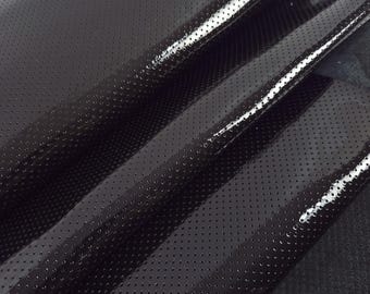 Schwarz Lack Perforiertes weiches Leder