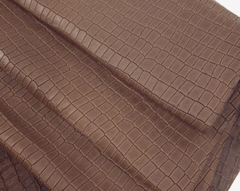 Mittelbraune Kruste Krokodil Alligator Leder Geprägte Textur Erstaunliche Relief LFC CROCK1