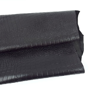 Black Crocodile Alligator Leather Embossed Amazing Relief Croco 0Z 1581