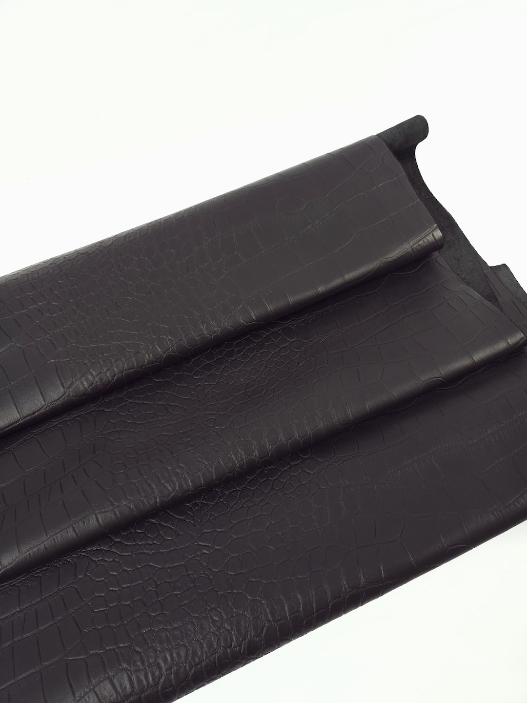 Black Crocodile Alligator Leather Embossed Amazing Relief ...