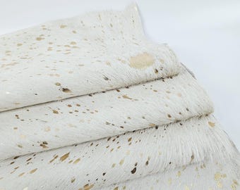 Acid Washed White Gold Cowhide Leather