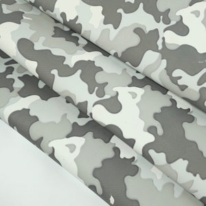 White Grey and Light Blue Camo Calf Leather