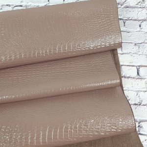 Taupe Gray Patent Tanith Crocodile Printed Bovine Leather