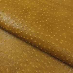 Mustard Ostrich Embossed Relief Leather