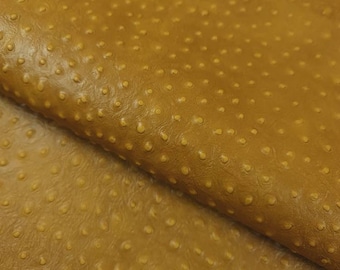 Mustard Ostrich Embossed Relief Leather