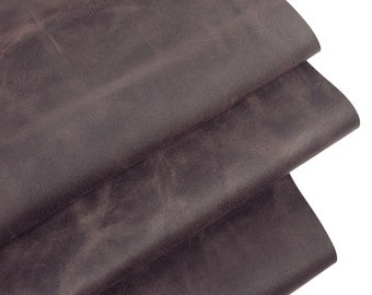 Piel de búfalo de grano completo color marrón pizarra con efecto pull-up