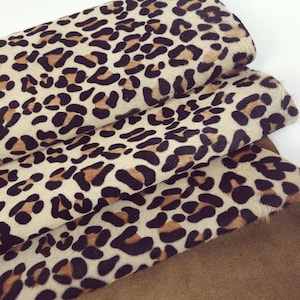 Beige Cavallino Calfskin Leopard Hair on Hide Medium Pattern Leather