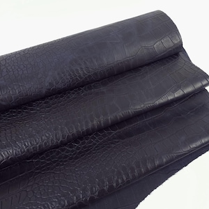 Midnight Navy Crocodile Alligator Leather Embossed Amazing Relief Leatherforcraft Crock R