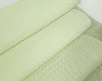 Lime Cream Crocodile Alligator Calf Leather Embossed Texture Amazing Relief OZ 2018 V2