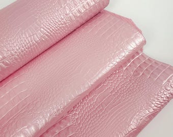 Candy Pink Crocodile Alligator Calf Leather Embossed Texture Amazing Relief OZ 2018 V2