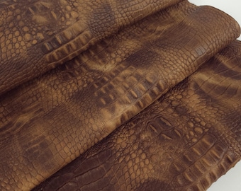 Emperador Vintage Pull Up Crocodile Alligator Calf Leather Embossed Texture Amazing Relief OZ 2018 V2