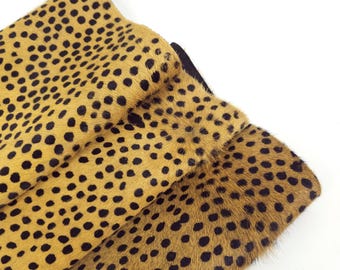 Natur Cheetah Cavallino Calfskin Medium Pattern Hair On Hide Leather (Animal Print)