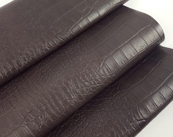 Coffee Quartz Crocodile Alligator Calf Leather Embossed Amazing Relief Leatherforcraft Crock R