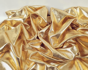 Couro de bezerro macio moído metálico dourado 8042