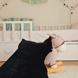 Black Genuine Sheepskin Fur Rug Skin Hide