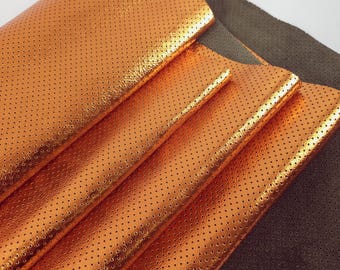 Orange Metallic perforiertes weiches Leder