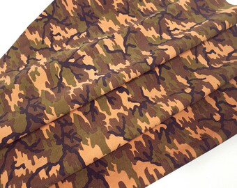 Orange Acid Camouflage Printed Soft Army Leather