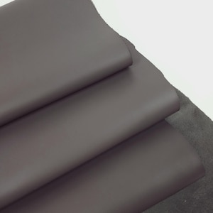 Pelle di vitello pieno fiore anilina premium Tuscania grigio granito finitura liscia opaca (1,4/1,6 mm)