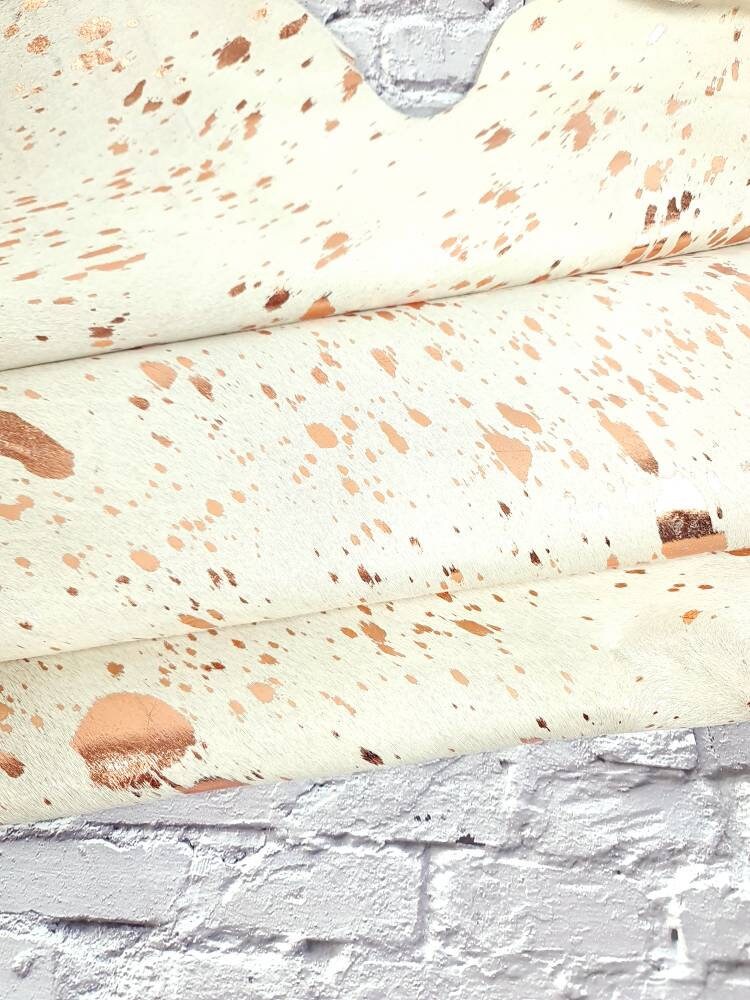 Acid Washed White Rose Gold Cowhide Leather Etsy