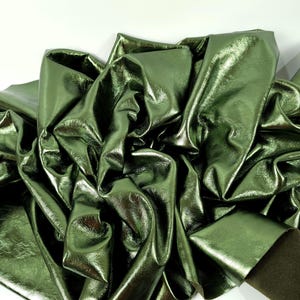Green Oliva Metallic Milled Calf Soft Leather