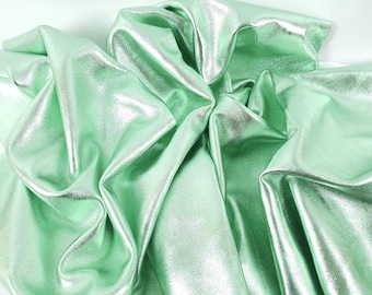 Piel de becerro suave de lujo laminada metalizada verde Acqua 9071