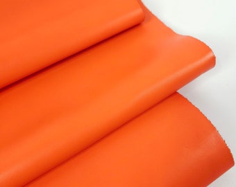 Vibrant Orange Full Grain Aniline Soft Spongy Leather