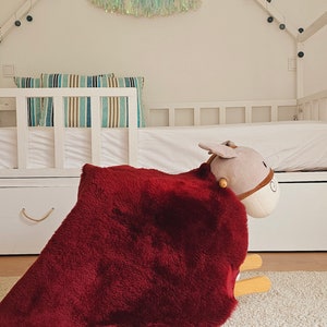 Merlot Genuine Sheepskin Fur Rug Skin Hide (Thick Hair) Leather