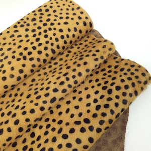 Natur Cheetah Cavallino Calfskin Medium Pattern Hair On Hide Leather (Animal Print)