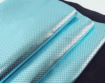 Blau Metallic Perforiertes weiches Leder