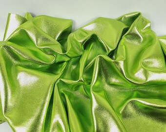 Piel de becerro suave de lujo laminada metálica verde 9018