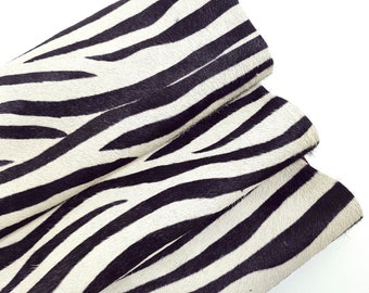 Zebra Cavallino Calfskin Hair on Hide Leather (animal print)