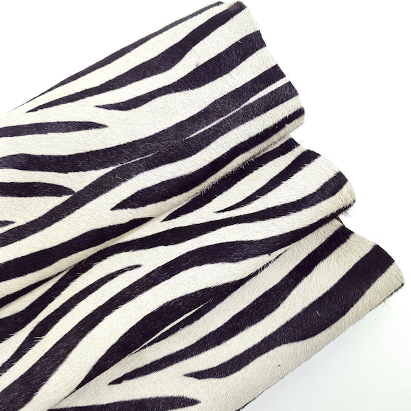 Zebra Hair on Hide Leather (animal print)