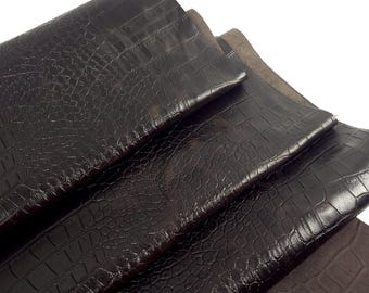 Coffee Bean Vintage Pull Up Crocodile Alligator Calf Leather Embossed Amazing Relief Leatherforcraft Crock R
