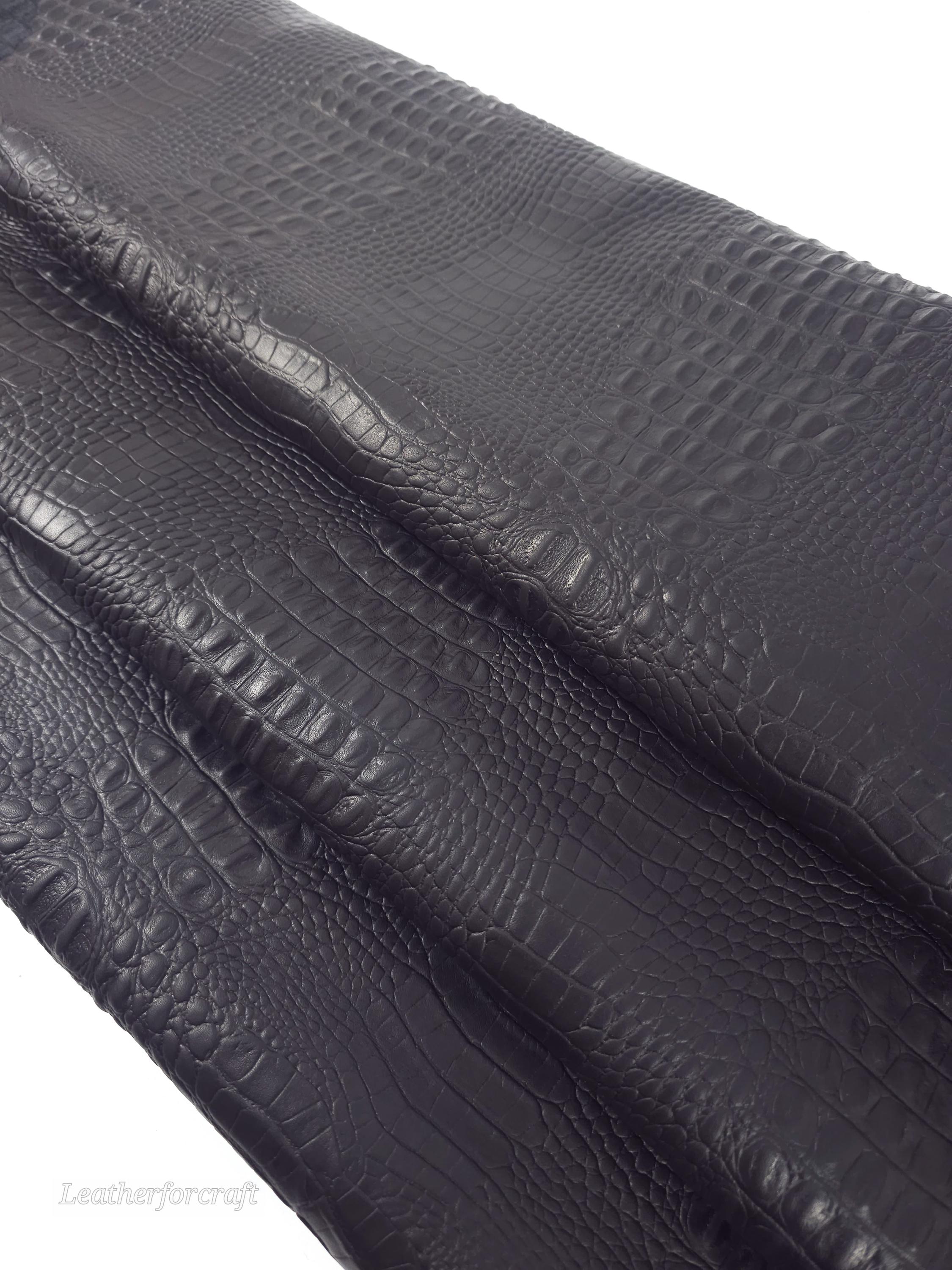 Black Matte Crust Crocodile Alligator Leather Embossed Texture Amazing Relief OZ 2018 V2