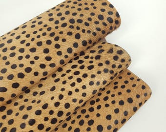 Natural Cheetah Cavallino Calfskin Medium Pattern Hair On Hide Leather