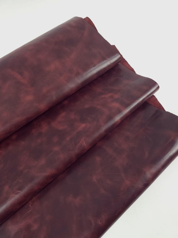 Burgundy Urago Rustic Distressed Pull Up Burnish Leather
