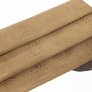 Tobacco Brown Crocodile Alligator Leather Embossed Texture Amazing Relief OZ 2018 V2