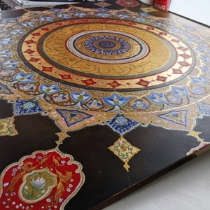 Grote Perzische Islamitische Kalligrafie Canvas - Goud 100cm x 100cm - Islamitisch cadeau voor thuis